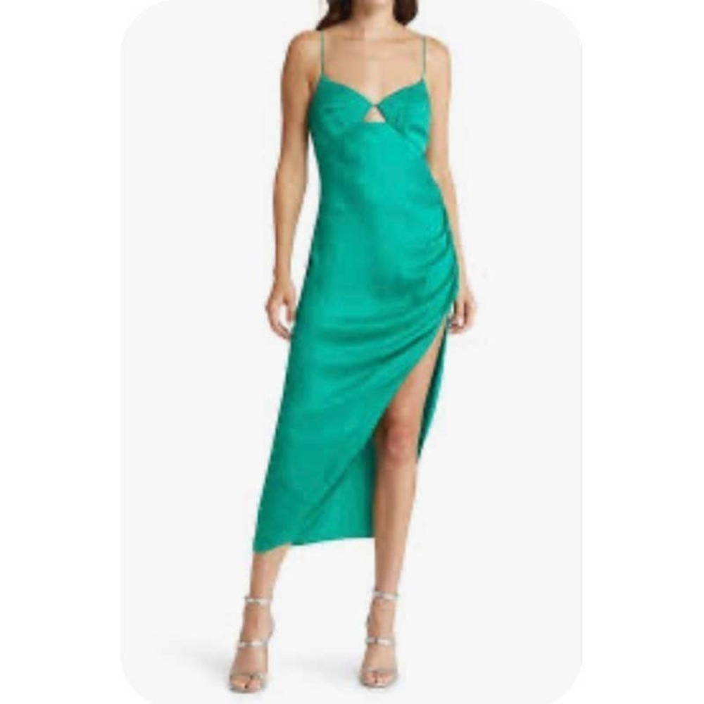 Saylor Ashlee Cut-out Satin Sleeveless Backless Midi Dress Green Size S